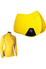 2022 Woof Wear Womens Performance Riding Shirt & General Purpose Saddle Cloth Bundle - Sunshine Yellow